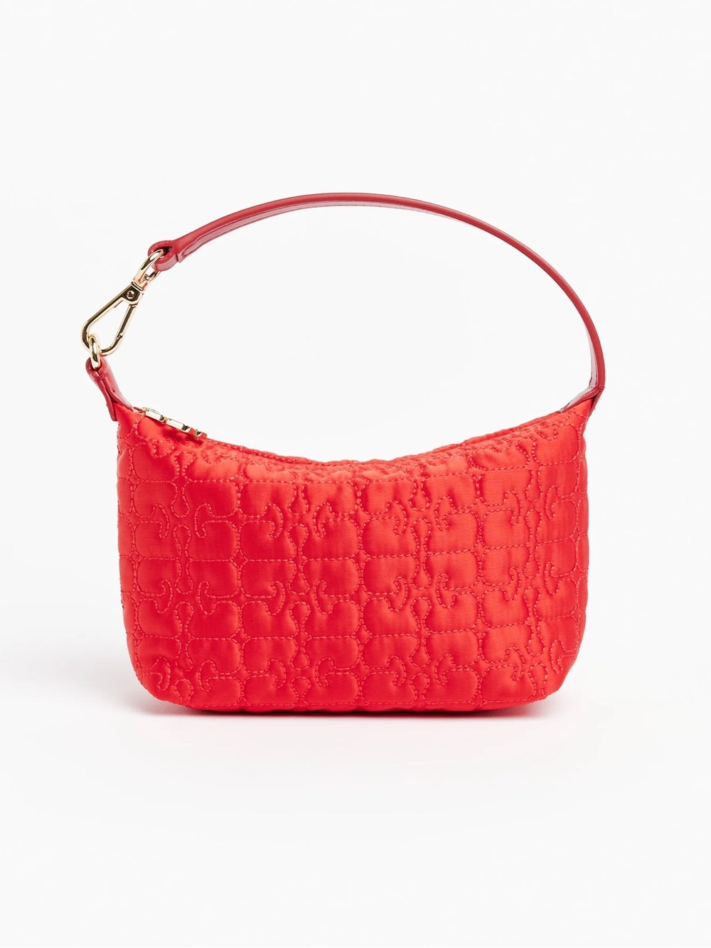 Ganni Quilted Baguette Bag – Red Butterfly Logo – Leopard Lining